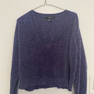 Crushed velveteen v-neck sweater